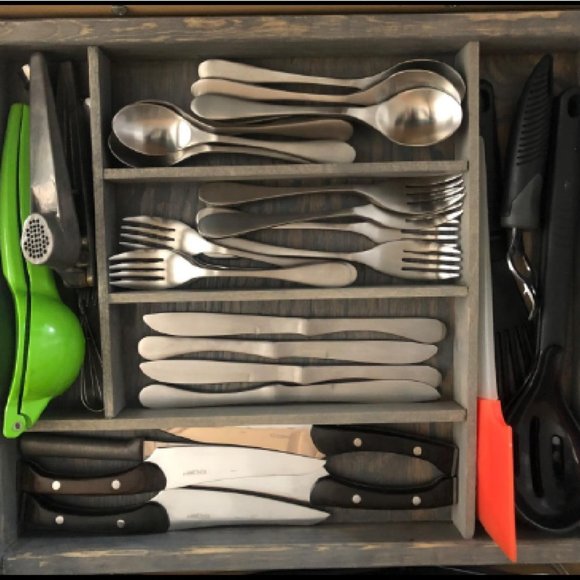 Storage Tray/Flatware Organizer, Large, Weathered Gray